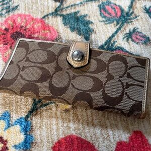Coach Tan and Brown Canvas Wallet